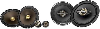 Car Audio Speaker Bundle - Gold 6.5" 2-Way TS-A653CH Component Speakers and Black 6.5" 4-Way TS-A1681F Coaxial Speakers
