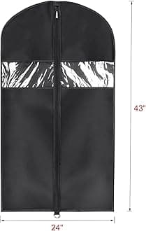 Univivi Garment Bag Suit Bag for Storage and Travel 43 inch, Washable Suit Cover for T-Shirt, Jacket, Suits, Coats, Set of 12, Oxford Fabrics