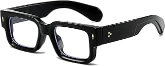 EYLRIM Square Thick Frame Glasses for Women Men Chunky Rectangle Blue Light Glasses Non Prescription Eyeglasses