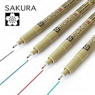 Sakura Pigma Micron - Pigment Fineliners Pack of 4 0.8mm Black, Blue, Red, and Green