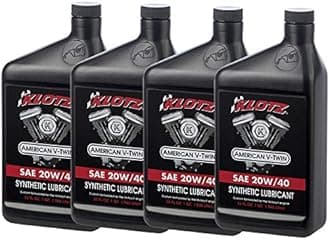 American V-Twin Synthetic Motorcycle Oil Lubricant 20W-40 for Yamaha, Victory, Indian Wet Clutch & Integrated Transmission Engine | KV-2040, 4 Quarts Value Pack