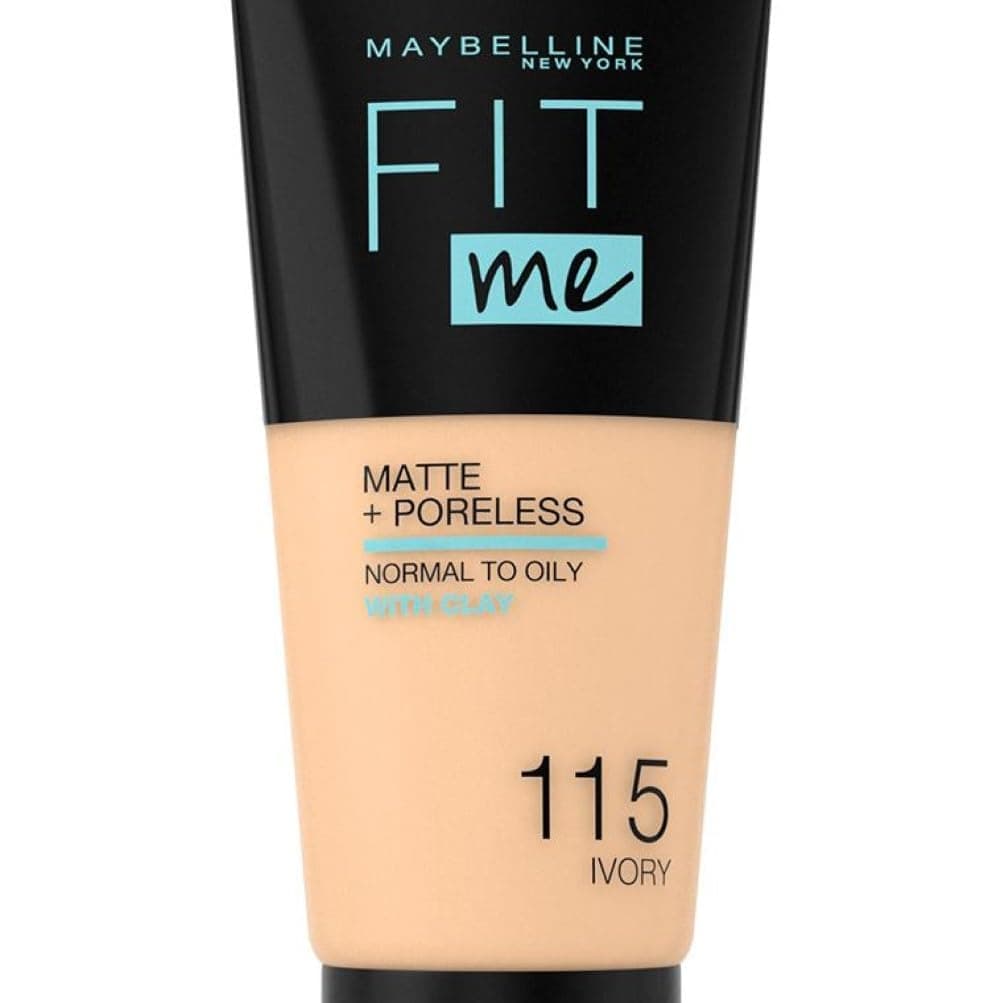 Fit Me Foundation, Medium Coverage, Blendable With a Matte and Poreless Finish, For Normal to Oily Skin, Shade: 115 Ivory, 30ml