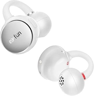 EarFun Clip Open Ear Earbuds, Wireless Clip On Headphones, Adaptive Comfort with Secure Fit, Bluetooth 6.0, LDAC, Hi-Res Audio, 2 Mics AI ENC Call, 40H Playtime, Earbuds for Sports, Running, White