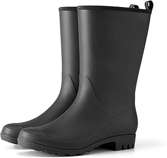 Women Rubber Boots Wide Calf Rain Boots Matte Surface Waterproof PVC Rubber Rain Boot Mid Height Rain Shoes for Outdoor Gardening Work Walking
