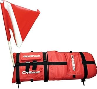 CRESSI Spyder Board Buoy, Double Chamber Safety Design, Fluorescent Red High Visibility, Nylon 420D Abrasion Resistant Material, Holds Three Rifles, Pockets for Accessories