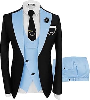 Wangyue Mens Suit 3 Piece Slim Fit Suits for Men Wedding Prom Tuxedo for Men Formal Business Suit