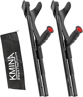 PRO - Folding Carbon Crutches (x2 Units, Open Cuff), Crutches for Adults, Folding Crutches for Travel, Crutches for Women, Crutches for Men, Walking Crutch, Foldable Crutches - Made in Europe