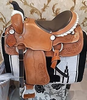 SUPREME SADDLERY Pony and Adult Leather Premium Classic Quality Handmade Horse Saddle Comfort Western Barrel Racing Trail Equestrian Horse Saddle Size 10" to 18" inches Seat MO2 (15 Inches Seat)