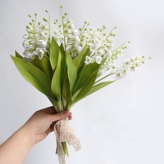 NatureMan 6 Branch Lily of The Valley Artificial Flowers,Simulation Lily of The Valley Silk Flower,Outdoor Bridal Wedding Bouquet for Home Garden Party Wedding Decoration