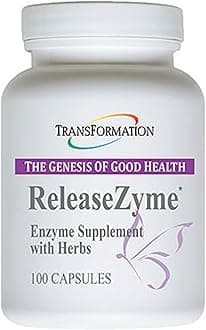 TRANSFORMATION THE GENESIS OF GOOD HEALTHEnzymes ReleaseZyme Blend Supplement with Natural Herbs, 1 Practitioner Physician Recommended, Balanced Digestive Support, 100 Cap