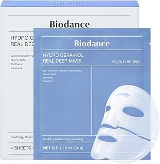 BIODANCE Hydro Cera-nol Real Deep Face Mask 4 Pcs | Hydrogel Overnight Mask | Soothing, Moisturising and Nutritious Care | Korean Face Mask for Glass Skin | Korean Skincare, Easter Gifts