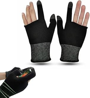 E-Sports Gaming Gloves, Gaming Finger Sleeves, Anti-Sweat Breathable, Thumb Sleeves for Highly Sensitive Nano-Silver Fiber Material + Nylon, for PUBG Mobile Phone Games Accessories