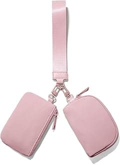 Mini Zip Around Wristlet Wallets for Women Small Portable Keychain Wallet Dual Pouch Wristlet Preppy Things Cute Stuff Gifts for Teen Girls