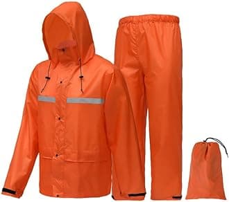 LOOGU Men's Rain Suit - Rain Gear for Men Waterproof, Lightweight Rain Coat, Breathable Mens Rain Jackets Hood and Pants