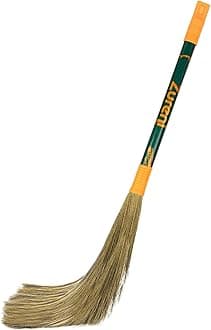 BR-08 Torus Broom Phool Jhadu with Natural Shillong Long Grass 21 inch Handle Stick, Cleaning, Dust Removal & Easy Floor Sweeping