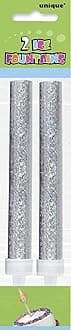 Ice Fountain Candle Cake Topper Sparkler for Birthday, Wedding, Anniversary Decoration. (2 PCS, Silver)