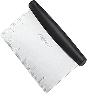 ALLTOP Bench Scraper & Chopper for Kitchen - Ideal Baking Essential Utensil,Stainless Steel Pastry/Dough/Food Cutter Tool for Cake Pizza Bread,Cooking - 1 Pack,Black