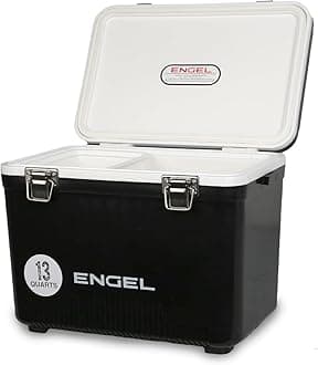ENGEL Cooler Box 12.3 L - Leak-Proof, Air Tight, Drybox Cooler for Camping, Fishing, Hiking,Picnic - Mini Ice Boxes Large Enough for 15 Cans, 38 x 25.4 x 28.5 CM Small Cool Box for Drinks and Food