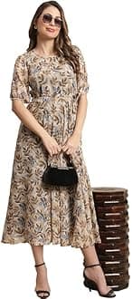 PreneumWomen's Georgette Fit and Flare Maxi Dress