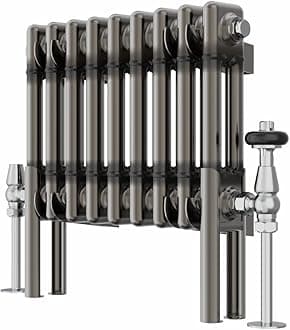 Warmehaus 300x425mm Raw Metal Horizontal Column Radiator Double Traditional Cast Iron Style Bathroom Radiator