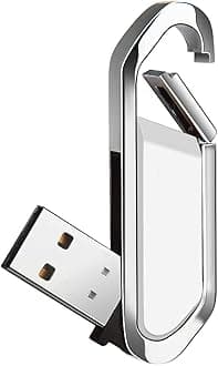 64GB USB Flash Drive Portable Metal Thumb Drive with Keychain USB 2.0 Memory Stick Pen Drive for External Data Storage, White