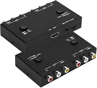 2 Port AV to HDMI Converter,2 RCA to HDMI Adapter,Support HD 4:3/16.9 Output，Compatible with WII/N64/PS1/PS2/PS3/VHS/VCR/DVD Players etc