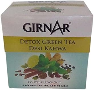 Girnar Detox Green Tea Bags, Desi Kahwa, 10X2.5G Carton, 25 Grams