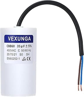 - CBB60 Capacitor 35uF 450V AC Run Capacitors 450VAC 35 µF 35MFD SH Start Motor Capacitor 50/60Hz ±5% 50x92MM with Wire for Air Compressor