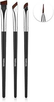 TEOYALL Angled Eyeliner Brushes Set, 3 PCS Ultra Thin Slanted Eyebrow Brush Precision Defined Brushes (3 Angled Brushes)