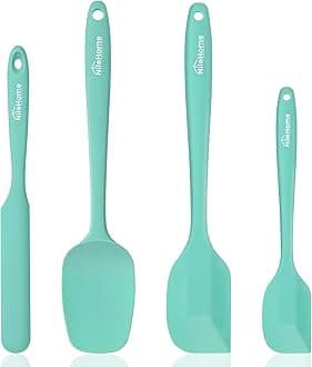 NileHomeSilicone Spatula Set, Rubber Spatula High Heat-Resistant Premium BPA-Free One Piece Seamless Design Cooking Spatulas Utensils Set For Kitchen 4pack(Turquoise)