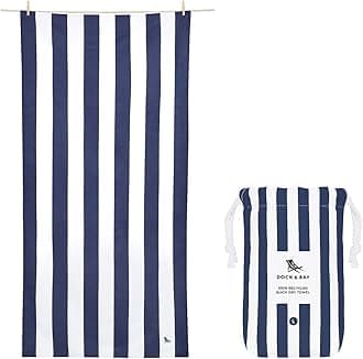 Dock & BayBeach Towel - Quick Dry, Sand Free - Compact, Lightweight - 100% Recycled - Includes Bag - Cabana - Whitsunday Blue, Extra Large (200x90cm, 78x35)