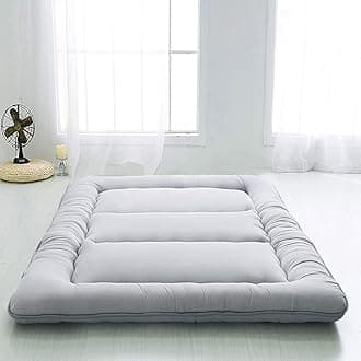 MAXYOYO Japanese Floor Mattress Futon Mattress, Thicken Daybed Futon Sleeping Pad Foldable Roll Up Mattress Boys Girls Dormitory Mattress Pad Kids Floor Lounger Bed Couches and Sofas, Grey, Twin Size