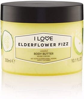 I Love Elderflower Fizz Scented Body Butter, Packed With Shea Butter & Coconut Oil to Regenerate & Nourish the Skin, 85% Naturally Derived Ingredients, VeganFriendly 330ml