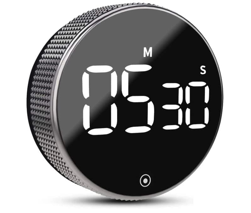 Magnetic Digital Timers, Manual Countdown Kitchen Timer Countdown Clock,Mechanical Cooking Timer Counter Clock for Seniors, Adult and Kids to Use (Silver)