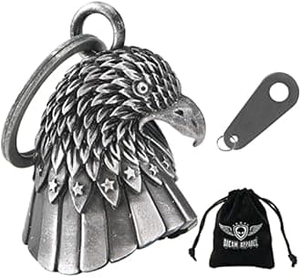 Dream Apparel Motorcycle Bell for Biker US Flag Riding Bell Guardian Bells Motorcycle Accessory or Keychain for Luck, With Bag Gift Box