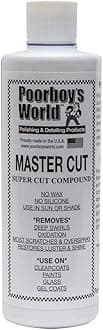 Poorboy’s World Master Cut Professional Grade Heavy-Duty Compound Removes Deep Swirls, Oxidation, Scratches and Overspray.