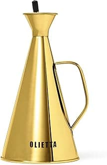 Olietta Oil Dispenser Gold Stainless Steel Non Drip Leak Proof No Mess Olive Oil & Vinegar Pourer & Kitchen Drizzler Bottle 1000ML 1 Litre Great for Pouring & Drizzling Easy to Clean & Leakproof