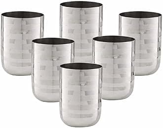 Stainless Steel 7 22G Diamond Royal Glass, 250 ml, Silver, Set of 12