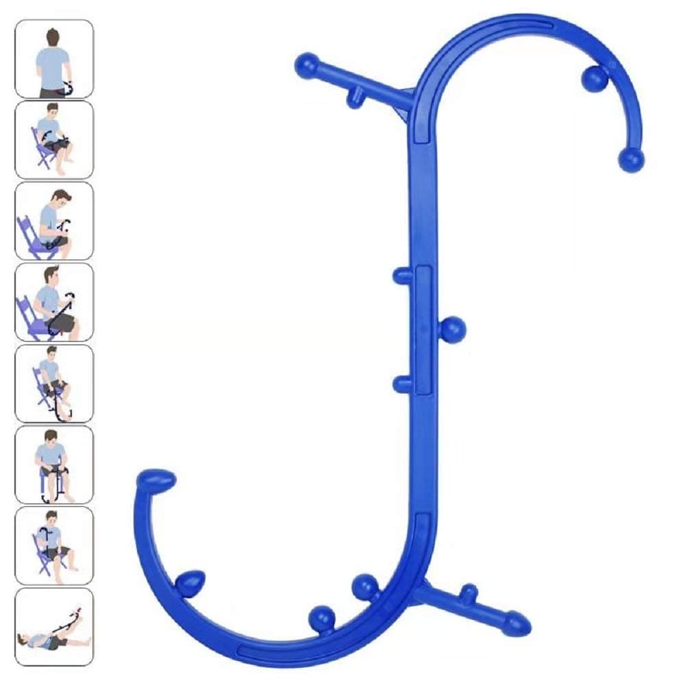 Trigger Point Therapy Self Massage Tool (Detachable), Handheld, S Shape with 13 Knobs, Back, Neck & Shoulder Muscle Relieve, Deep Muscle Massage, Blue