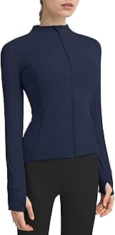 Locachy Women's Slim Fit Full Zip Athletic Running Sports Workout Jacket with Thumb Holes