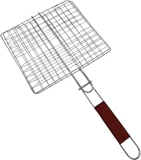 BBQ Grilling Basket, Grids & Grates, Food Grade Steel, Strong Durable, Fish Grill Basket, Perfect for Grilling Vegetables, Steaks, Shrimp, Sausages, Gifts for Men (2)