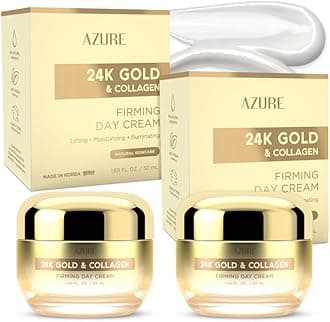 24K Gold & Collagen Face Moisturizer - Dermatologist Tested, Anti-Aging Face Cream - Skin Tightening, Fine Lines and Wrinkles Treatment - Korean Skin Care - All Skin Type - 2 Pack