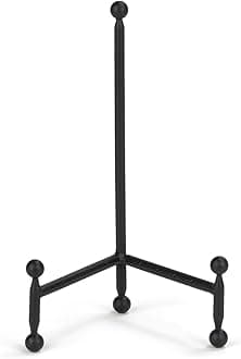 Modern Tripod Easel Display, Black Finish (5.25-Inch Depth, 1 Foot Height) - Lightweight & Durable Design - Perfect for Displaying Decorative Pictures, Artwork, Plates, Tiles, & More (10 Inch)