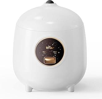 Bear Rice Cooker 2-Cups Uncooked, 1.2L Small Rice Cooker with Non-stick Coating, BPA Free, Portable Mini Rice Cooker, One Button to Cook and Keep Warm Function, White