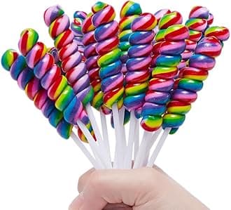 LIDATREE Twisty Lollipops, Individually Wrapped Rainbow Lollipops Bulk, Rainbow Candy for Kids Whirley Lollipops Kids Christmas Day Sweets, Pack of 30 Raspberries 12G