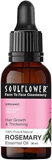 Soulflower Rosemary Essential Oil for Hair Growth, Hair Fall Control, Nourishment & Strengthening, Skin Care| Clinically Tested and Ecocert Certified Organic 100% Pure & Natural Undiluted, 30ml
