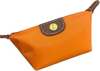 Womens Unique Change Purse Vintage Nylon Zip Coin Wallet Mini Bag (Orange)