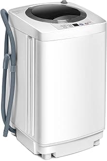 COSTWAY 2 in 1 Portable Washing Machine - 6/10 Programs, Adjustable Water Level, Fully Automatic Compact Washer Spin Dryer with Drain Pump for Apartment Dorm (3.5kg Load, 6 Program, 3 Water Level)