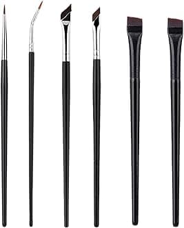 6 PCS Eyeliner Brushes Set,Angled Eyeliner Brush Grooming Eyebrows Eyebrow Brush Precision Gel Eye Liner, Fine Point Eyeliner Brushes for Precise Liner Eyebrows Make Up