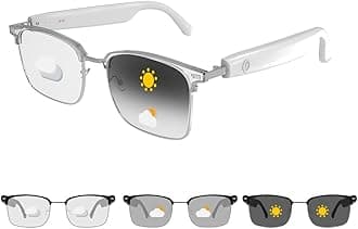 Smart Bluetooth Glasses for Women Men, Remote Shooting, Open Ear Sound Mic & Speakers, Magnetic Charging, Color-Changing Polaized Sunglasses Lenses